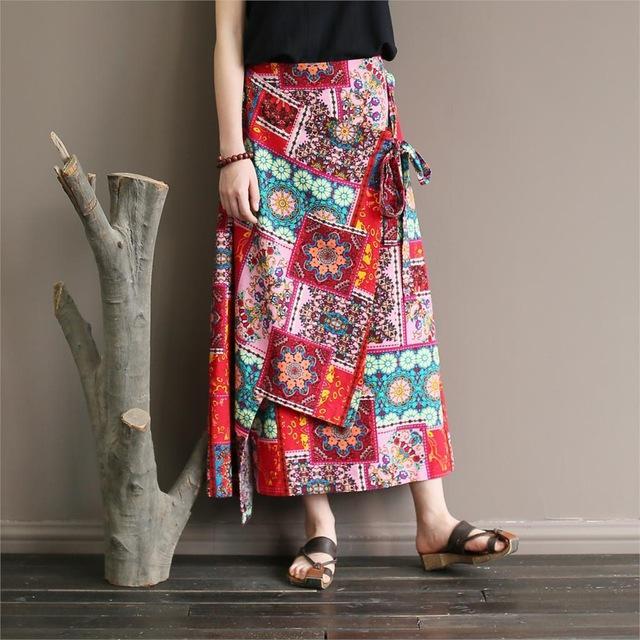 cambioprcaribe Skirts Red / One Size National Style Colorful Retro Skirts