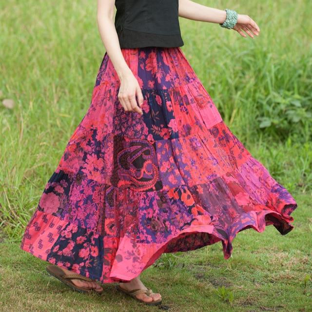 cambioprcaribe Skirts Rose Red / One Size Vintage Patchwork Skirt