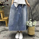 cambioprcaribe Skirts summer skirt / L Floral Embroidered Distressed Denim Skirt