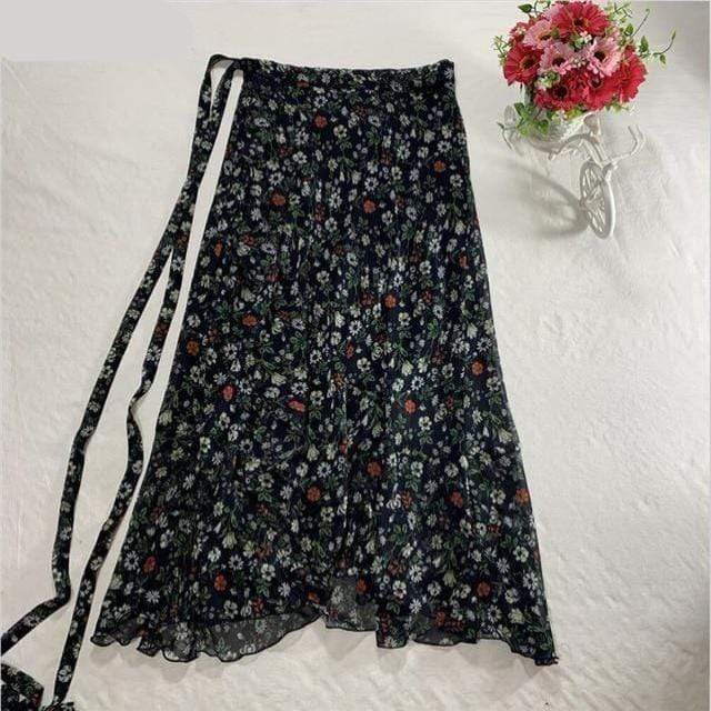 cambioprcaribe Skirts Vintage Black Floral / XXL Floral Chiffon Wrap Maxi Skirt