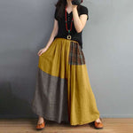cambioprcaribe Skirts Yellow / 5XL Vintage Patchwork Corduroy Midi Skirt