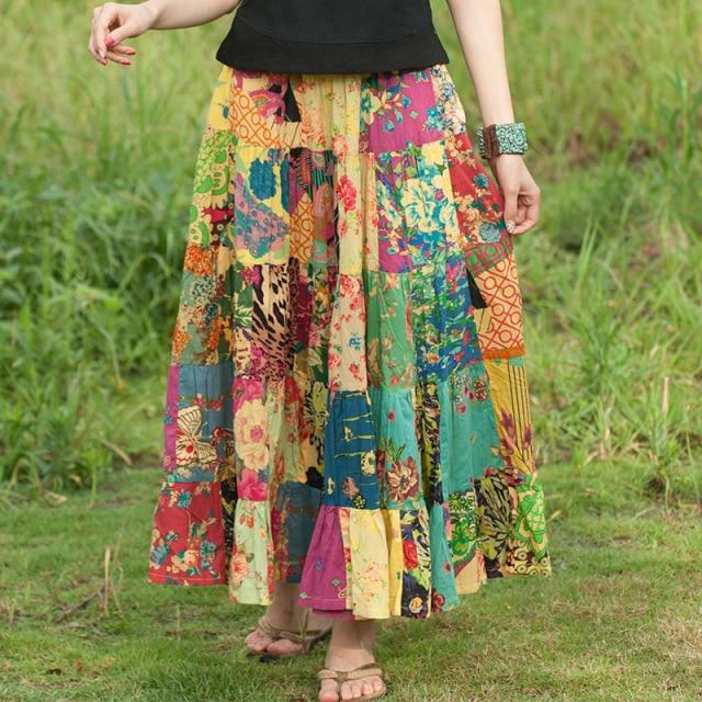 cambioprcaribe Skirts Yellow / One Size Vintage Patchwork Skirt