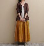 Vintage Cotton Linen Pleated Skirt