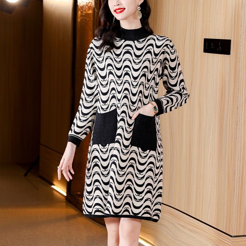 cambioprcaribe Sweater Dresses As Shown / M / China Patchwork Slim Knitting Sweater