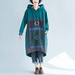 cambioprcaribe Sweater Dresses Green / One Size Oversized Tribal Hooded Sweater