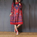 cambioprcaribe Sweater Dresses Red / One Size Floral Tribal Sweater Dress