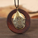 cambioprcaribe Tear Drop Wooden Pendant Necklace