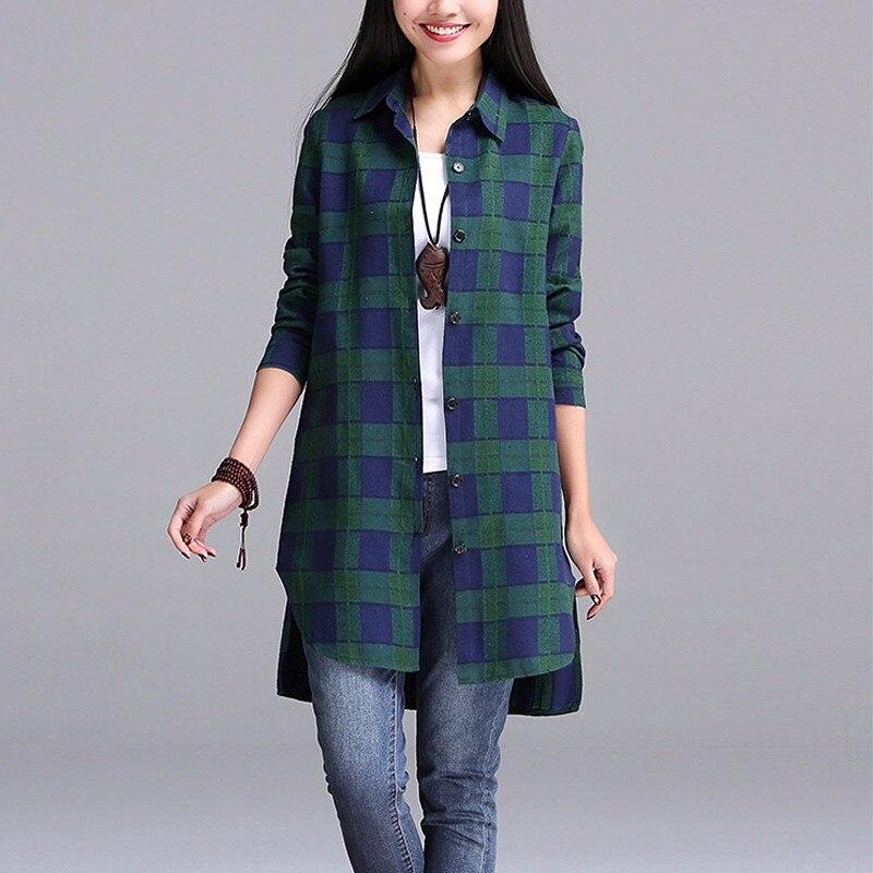cambioprcaribe Tops Green and Blue Plaid / S Oversized Vintage Plaid Shirt