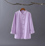 cambioprcaribe Tops Lavender / M Zen Casual Cotton Linen Blouse | Zen