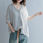 cambioprcaribe White / One Size Black and White Striped Blouse