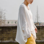 cambioprcaribe White Oversized Linen Shirt | Lotus