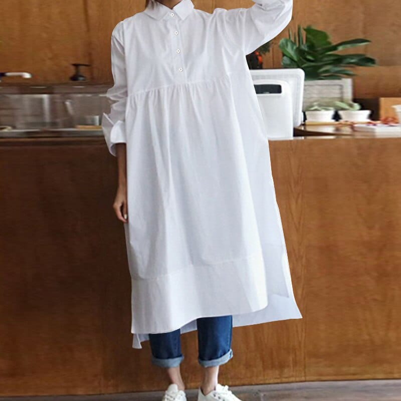 cambioprcaribe White / S Plus Size Oversized Shirt Dress