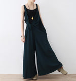 Wide Leg Cotton and Linen Overall