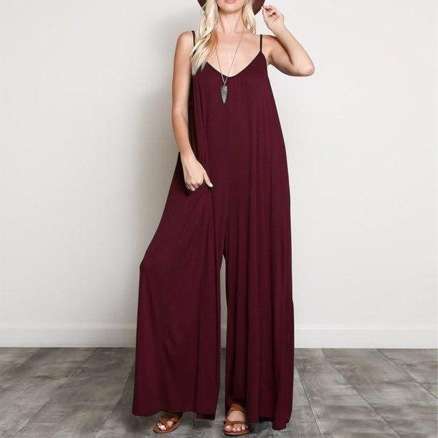 cambioprcaribe Wine Red / S Bohemian Wide Leg Overall