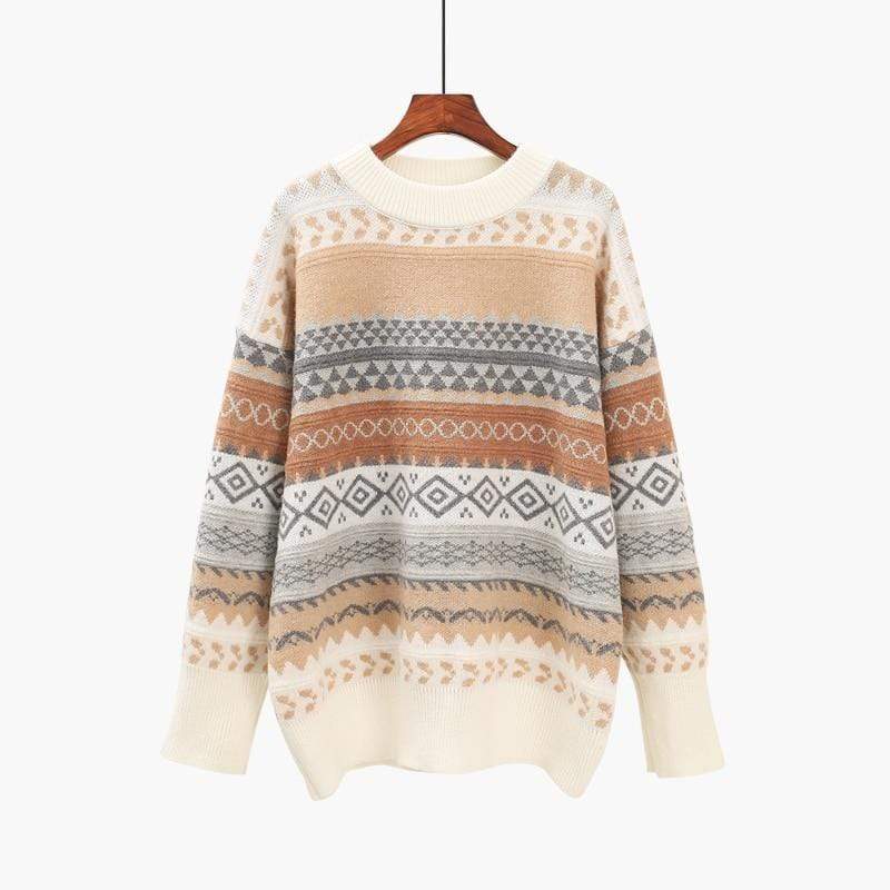 cambioprcaribe Women's Sweaters One Size / Beige Oversized Knit Sweater