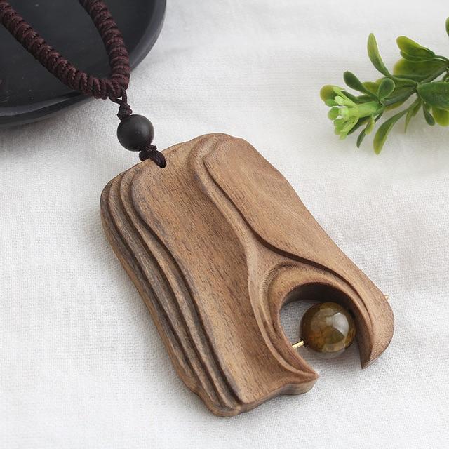 Wood Art Vintage Sandalwood Pendant Necklace