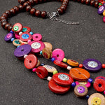 cambioprcaribe Wood Circles Bohemian Statement Necklace