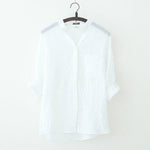 cambioprcaribe XL / White Vintage Button Up Cotton Linen Blouse