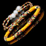 cambioprcaribe Yellow Handmade Tibetan Knot Bracelet With Beads