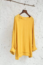 cambioprcaribe Yellow / One Size Long Sleeve Linen Shirt  | Zen