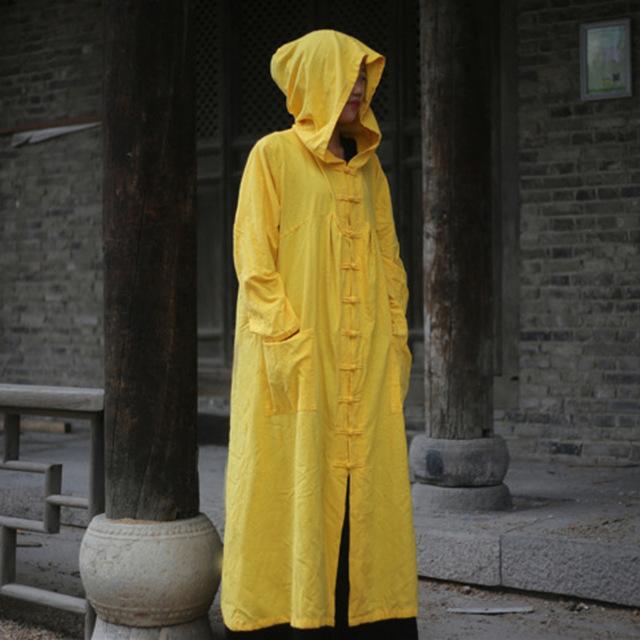 cambioprcaribe Yellow / One Size Vivid Linen Hooded Trench Coat | Zen