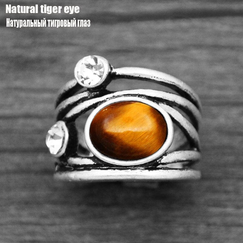 cambioprcaribe 6 / Natural Tiger Eye Natural Stone Plant Ring