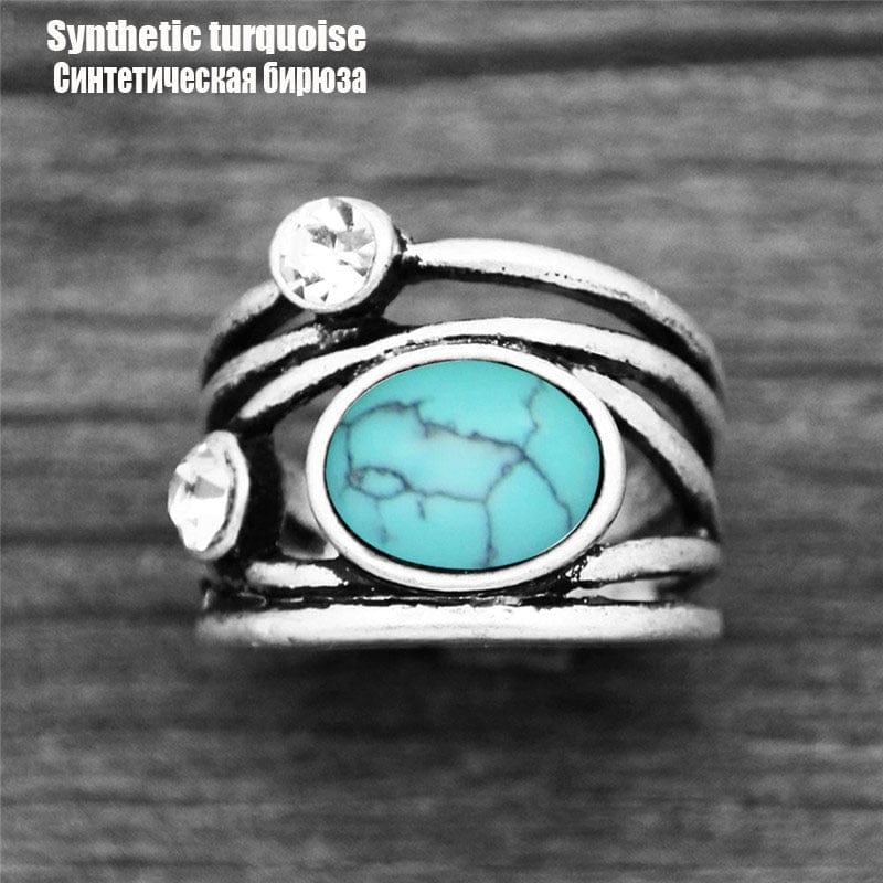 cambioprcaribe 6 / Synthetic turquoise 2 Natural Stone Plant Ring