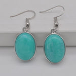 cambioprcaribe Amazonite Natural Stone Oval Earrings