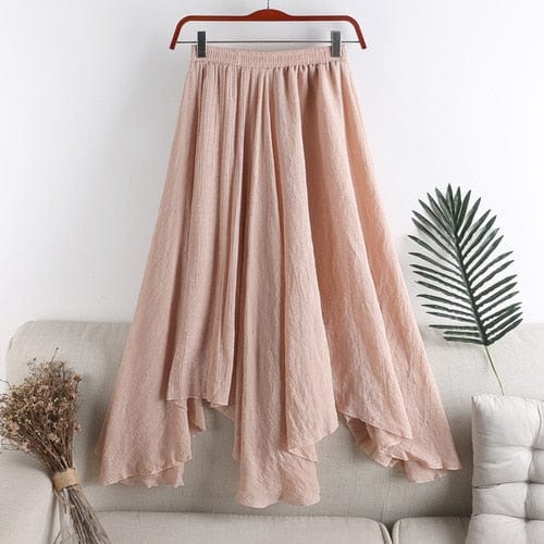 cambioprcaribe Apricot / One Size Midi Irregular Pleated Fishtail Skirt