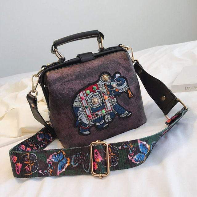 cambioprcaribe Bags Purple / 18cmx16cmx8cm Tori Vintage Embroidered Elephant Bag