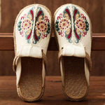 cambioprcaribe Beige / 6 Asian Embroidery Hemp & Cotton Loafers