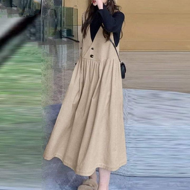 cambioprcaribe Beige / XXL Street Style Midi Overall Dress