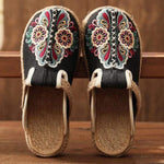 cambioprcaribe Black / 8.5 Asian Embroidery Hemp & Cotton Loafers