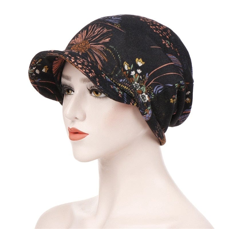 cambioprcaribe Black Floral / One Size Beanie Cap
