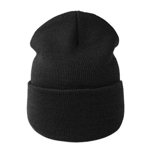cambioprcaribe Black Knitted Autumn Beanie Hats