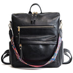 cambioprcaribe Black Multi Use Vegan Leather Tote Backpack