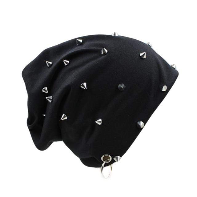 cambioprcaribe Black Octavia Studded Beanie Hat
