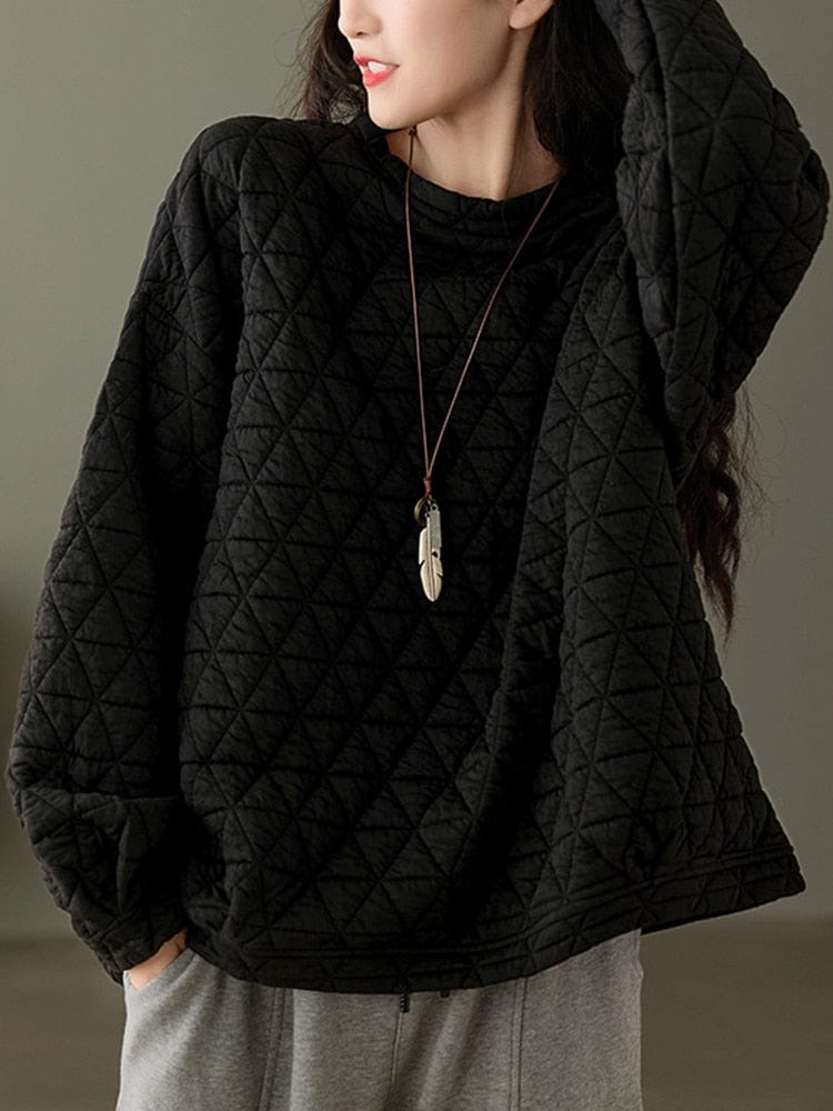 cambioprcaribe Black / One Size / China Cozy Padded O Neck Sweatshirt