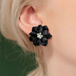 cambioprcaribe Black Party Club Flower Earrings