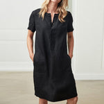 cambioprcaribe Black / S Pure Modesty Short Sleeve Button Dress