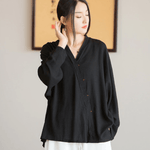 cambioprcaribe Blouse black / One Size Summer Linen Loose Blouse