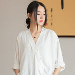 cambioprcaribe Blouse Creamy-white / One Size Summer Linen Loose Blouse