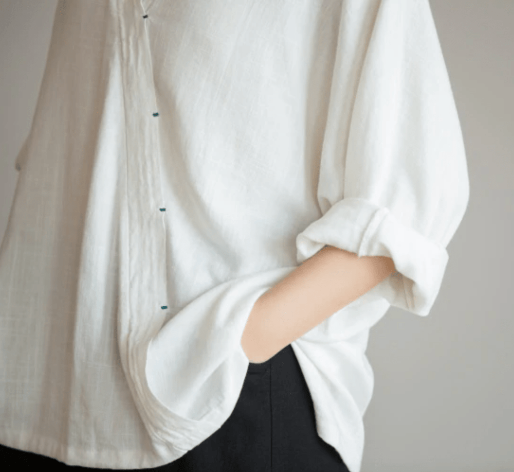 cambioprcaribe Blouse Summer Linen Loose Blouse