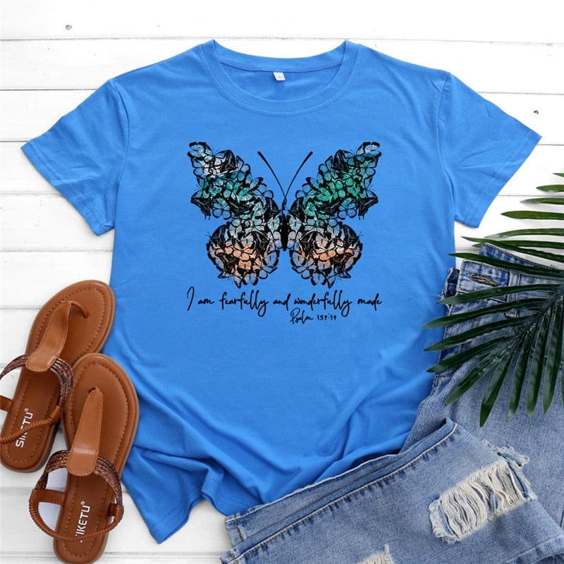 cambioprcaribe Blue / S Graphic New Butterfly Printed Top