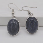 cambioprcaribe Blue Sandstone Natural Stone Oval Earrings