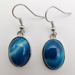 cambioprcaribe Blue Veins Agate Natural Stone Oval Earrings