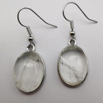 cambioprcaribe Clear Crystal Natural Stone Oval Earrings