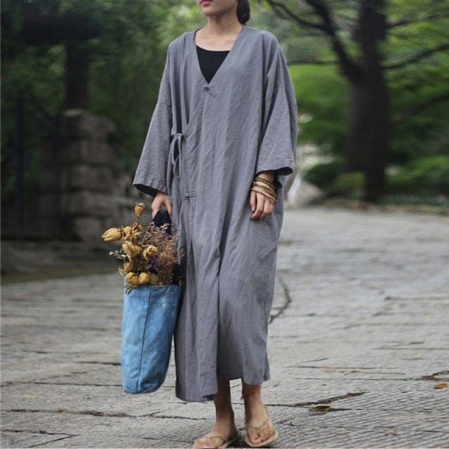 cambioprcaribe Coat Gray / One Size Amaris Vintage Linen Trench Coat