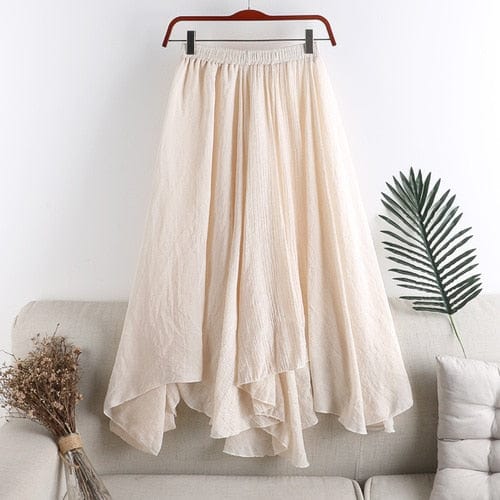 cambioprcaribe Creamy-white / One Size Midi Irregular Pleated Fishtail Skirt
