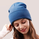 cambioprcaribe Dark Blue Knitted Autumn Beanie Hats